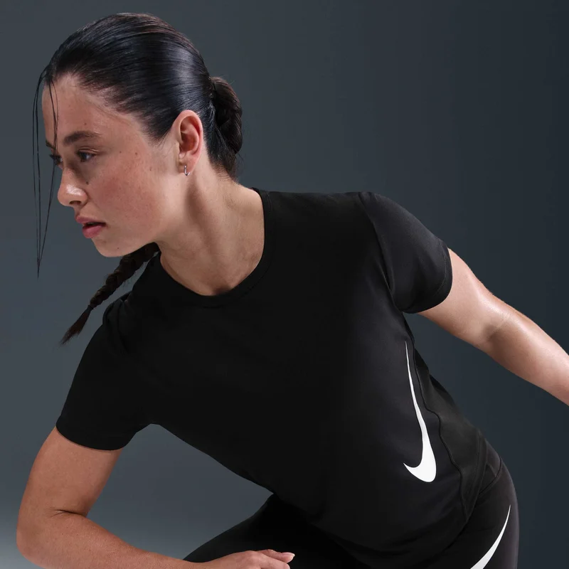 Nike Black Women's Tempo Swoosh Run Dri-FIT Running Top for Women | Best Price UAE