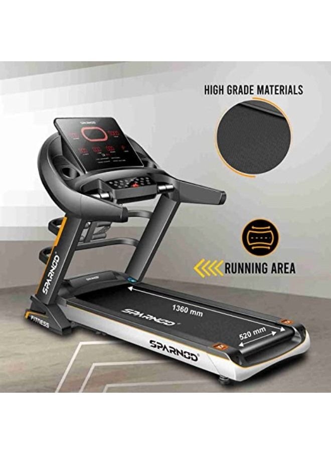 Sparnod Fitness STH-5700_MF 3-Hp Continuous (6-Hp Peak) DC Motorized Automatic Walking and Running Treadmill for Home Use with Multifunction and Auto-Incline (Free Installation Service)
