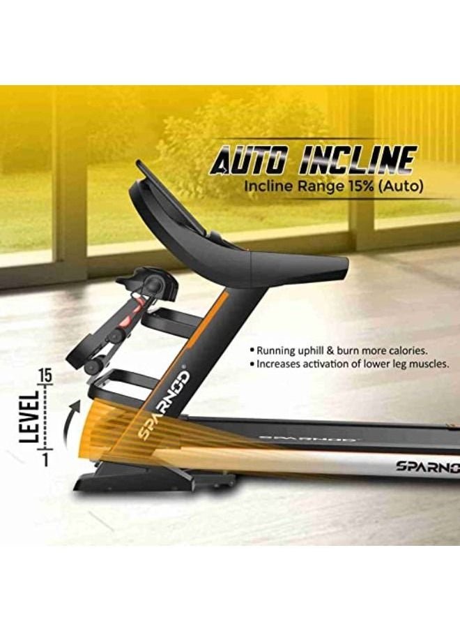Sparnod Fitness STH-5700_MF 3-Hp Continuous (6-Hp Peak) DC Motorized Automatic Walking and Running Treadmill for Home Use with Multifunction and Auto-Incline (Free Installation Service)