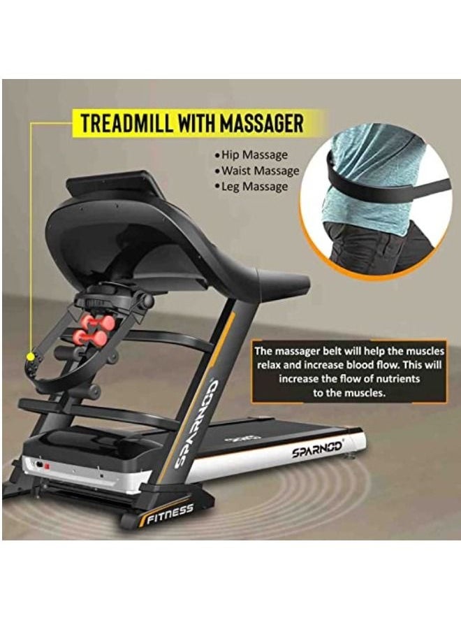 Sparnod Fitness STH-5700_MF 3-Hp Continuous (6-Hp Peak) DC Motorized Automatic Walking and Running Treadmill for Home Use with Multifunction and Auto-Incline (Free Installation Service)