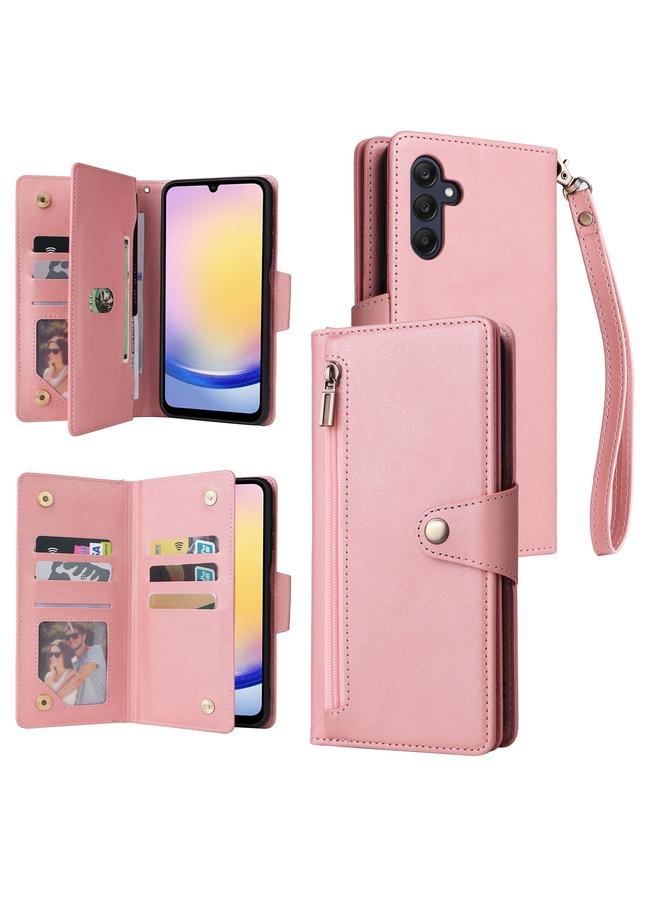 اس-توب جراب لهاتف Samsung Galaxy A25 5G بمشبك برشام و9 بطاقات ومحفظة جلدية قابلة للطي بثلاثة أضعاف - Image 1