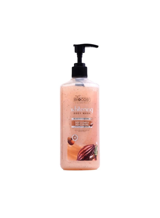 BIOCOS Whitening Body Wash Shower Gel for Soft, Smooth Skin with Cocoa & Shea Butter 500ML - Image 1