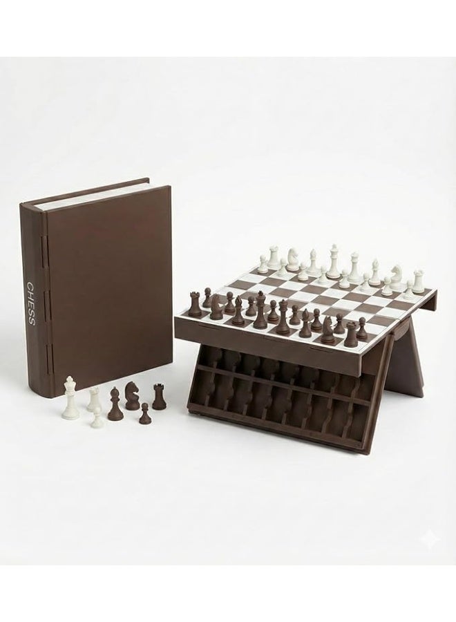 Magnetic Travel Chess Set - Unique Folding Book Style Design - Portable Pocket Chess Board Game with Hidden Piece Storage - Educational Strategy Gift for Kids & Adults - Image 1