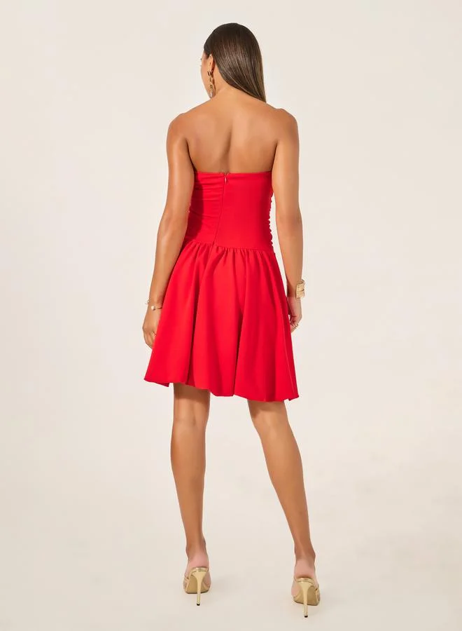 Styli Red Strapless Mini Dress