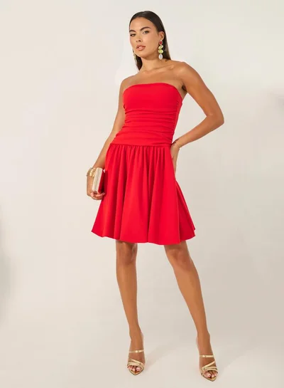 Styli Red Strapless Mini Dress