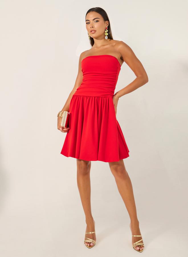 Styli Red Strapless Mini Dress - Image 1