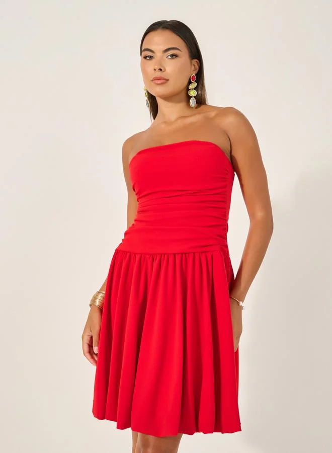 Styli Red Strapless Mini Dress