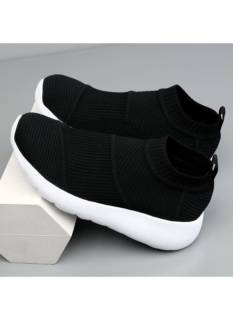 Generic - Lightweight Large Size Casual Knit Sneakers Black and White - Image 1