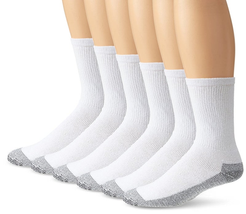 FRUIT OF THE LOOM Fruit of the Loom Men's 6-Pair Work Gear Heavy Duty Crew Socks - White 6-12  - Image 1
