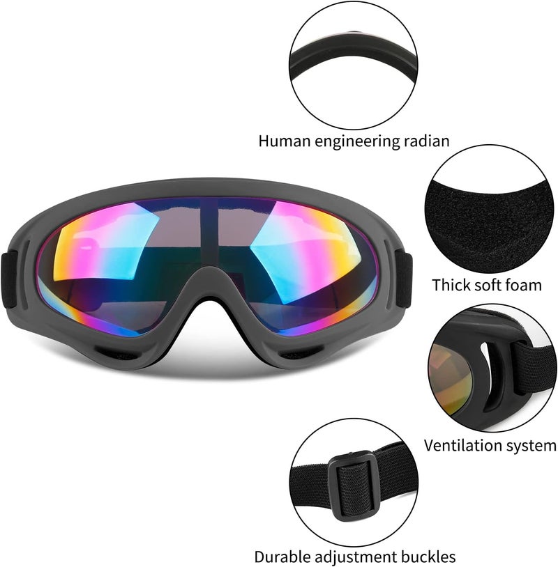 COOLOO Ski Goggles, 2 Pack Snow Goggles Snowboard Goggles for Men Women Kids - UV Protection Foam Anti-Scratch Dustproof - Image 2