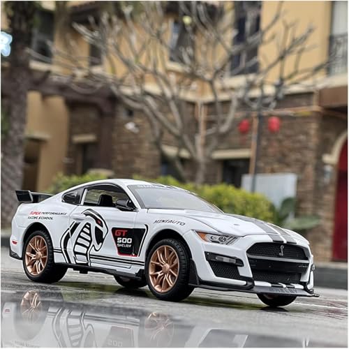 Awestuffs 1:32 Scale Model Car Exclusive Alloy Metal Pull Back Die-cast Mustang Viper GT500 Toy with Openable Doors & Light Music for Gifts and Décor (White) - Image 5