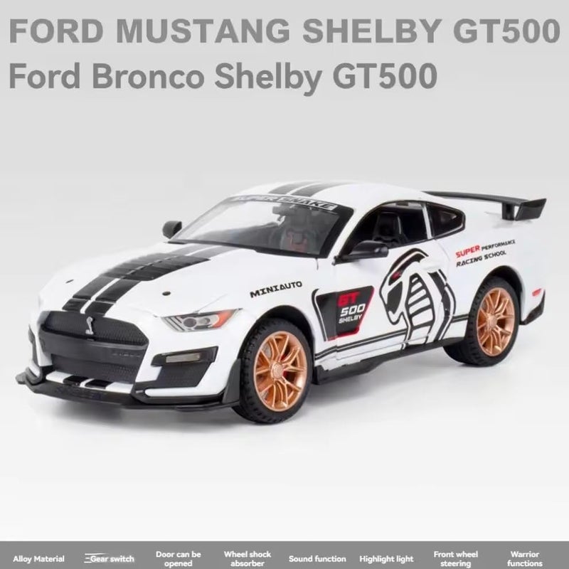 Awestuffs 1:32 Scale Model Car Exclusive Alloy Metal Pull Back Die-cast Mustang Viper GT500 Toy with Openable Doors & Light Music for Gifts and Décor (White) - Image 4