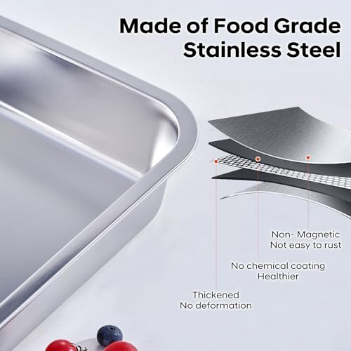 CozyState 4 Inch Extra Deep Lasagna Baking Pan with Lid, 11x14 Inch 7.4QT Large Stainless Steel Nonstick Lasagna Baking Roasting Pans Casserole Dishes for Oven with Lids(M, 1 Pack) - Image 3