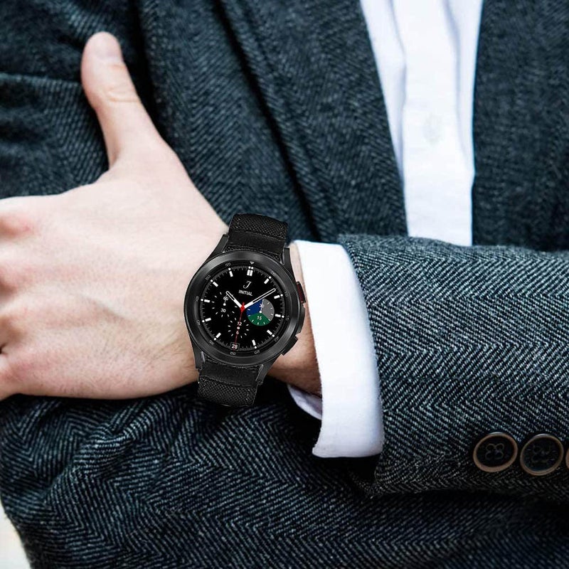 Olytop Galaxy Watch 4/5 40mm 44mm Bands/5 Pro, Galaxy Watch 4 Classic Bands 46mm 42mm, 20mm Nylon Sport Replacement Strap Wristbands for Samsung Galaxy Watch Active 2/3 41mm Smartwatch-Black+Grey - Image 5