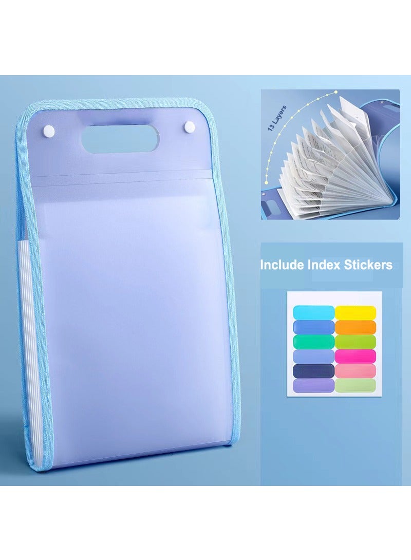 Generic Expanding File Organizer with 13 Pockets, Accordion File Folders with Labels, Portable Document Paper Bill Receipt Organizer, Home College School Office Supplies, Letter Size, Blue  - Image 1