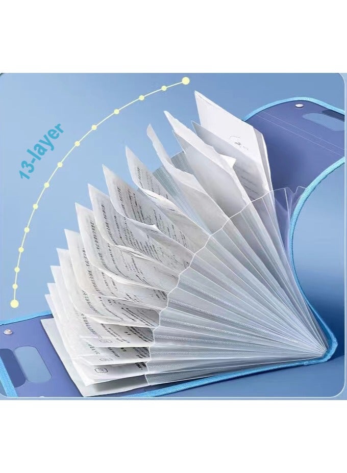 Generic Expanding File Organizer with 13 Pockets, Accordion File Folders with Labels, Portable Document Paper Bill Receipt Organizer, Home College School Office Supplies, Letter Size, Blue  - Image 5