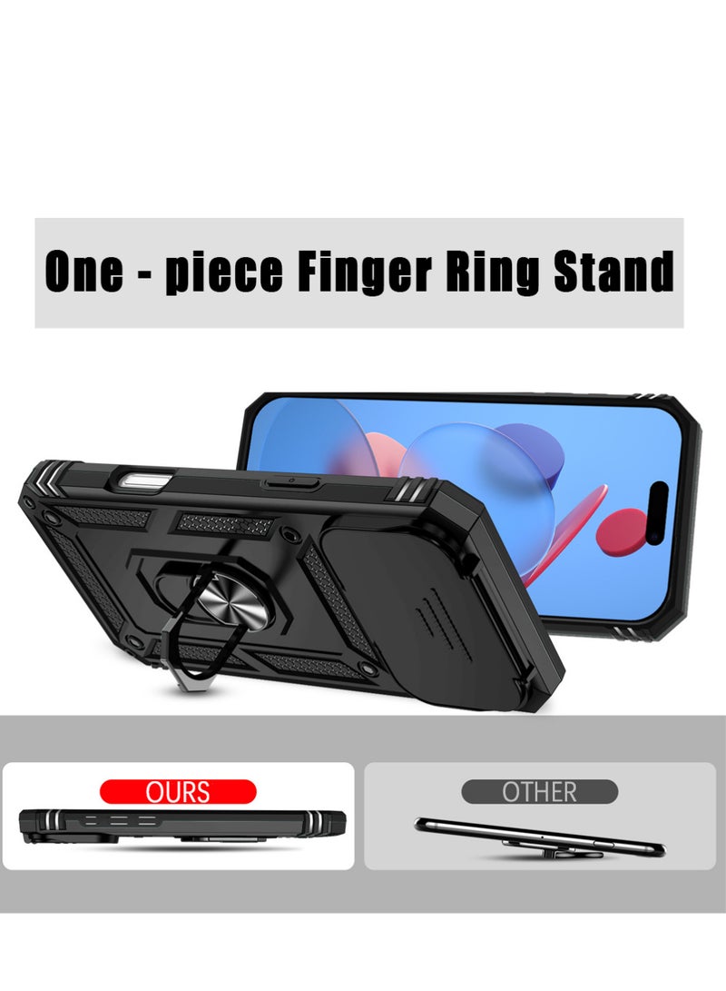 X-level for iPhone 17 Pro Max Case, with Slide Camera Cover Built-in 360° Rotate Ring Stand Magnetic Shockproof Phone Cover for iPhone 17 Pro Max 6.9 inches 2025 - Black - Image 2