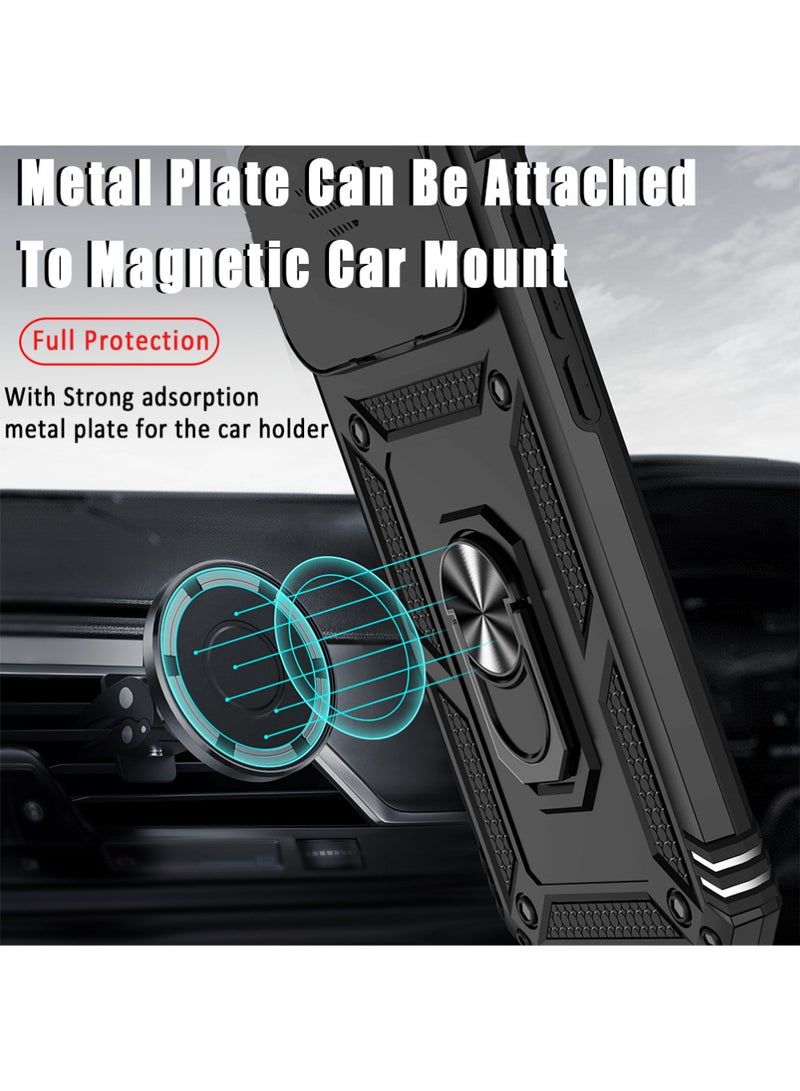 X-level for iPhone 17 Pro Max Case, with Slide Camera Cover Built-in 360° Rotate Ring Stand Magnetic Shockproof Phone Cover for iPhone 17 Pro Max 6.9 inches 2025 - Black - Image 4