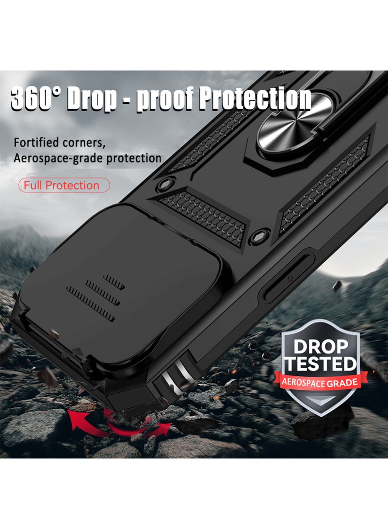 X-level for iPhone 17 Pro Max Case, with Slide Camera Cover Built-in 360° Rotate Ring Stand Magnetic Shockproof Phone Cover for iPhone 17 Pro Max 6.9 inches 2025 - Black - Image 5