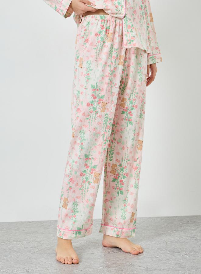 ستايلي طقم بيجاما بقميص بنقشة زهور - Image 5