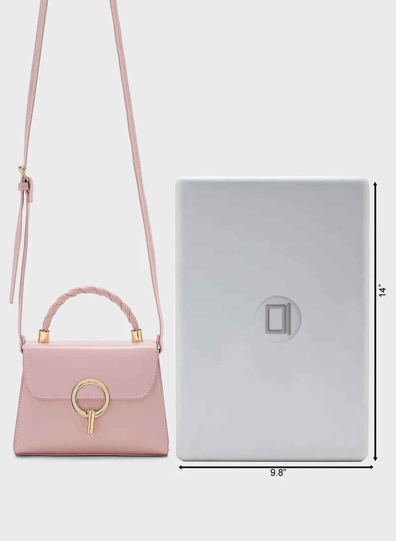 ELLA Metal Closure Braided Handle Satchel Bag