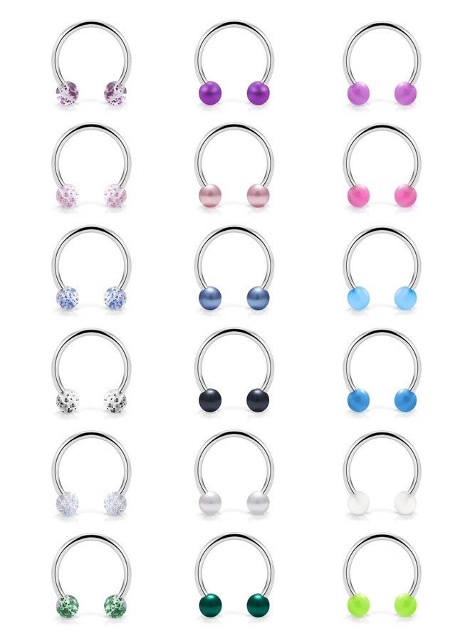 Ftovosyo 18PCS 20G Surgical Steel CBR Horseshoe Circular Rings Nose Tragus Lip Ear Hoop Ring Septum Conch Forward Helix Earring Piercing Jewelry for Women Men 10mm Black Pink - Image 1