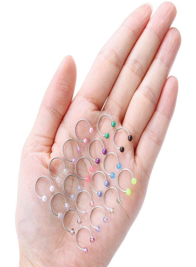 Ftovosyo 18PCS 20G Surgical Steel CBR Horseshoe Circular Rings Nose Tragus Lip Ear Hoop Ring Septum Conch Forward Helix Earring Piercing Jewelry for Women Men 10mm Black Pink - Image 3