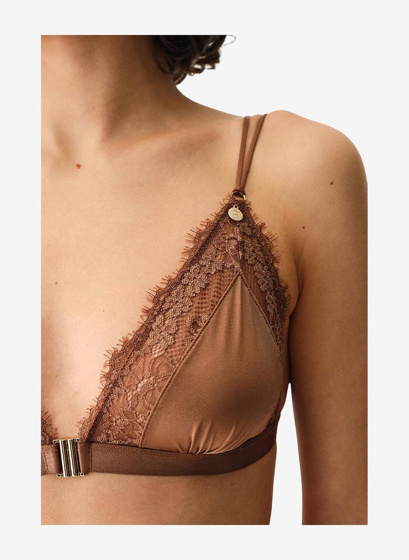 Penti Women Micro Lace Triangle Brown Wireless Bra - Image 2