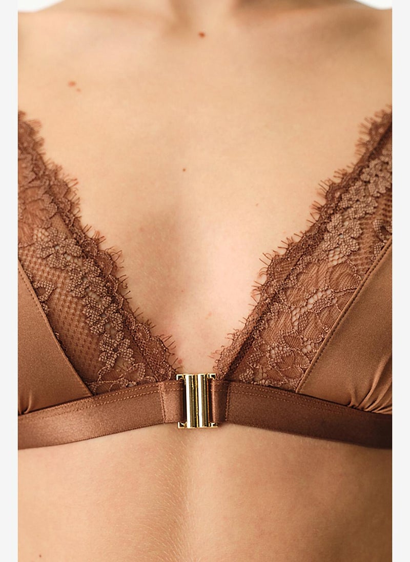 Penti Women Micro Lace Triangle Brown Wireless Bra - Image 3