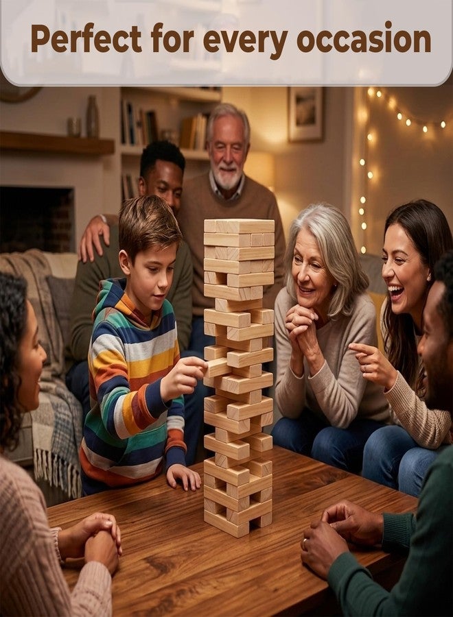 WUDLY® Wooden Tumbling Tower Game 54 Pcs | Classic Block Stacking Game for Kids & Adults | Educational Indoor Party & Family Fun Game | Handcrafted Wooden Toy (Classic) - Image 5