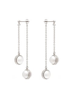 Karen Millen Logo Pearl Double Drop Earrings  - Image 1