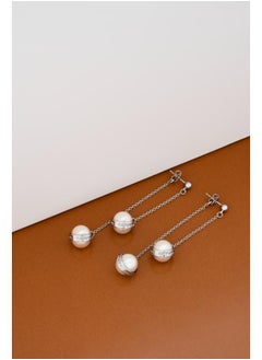 Karen Millen Logo Pearl Double Drop Earrings  - Image 3