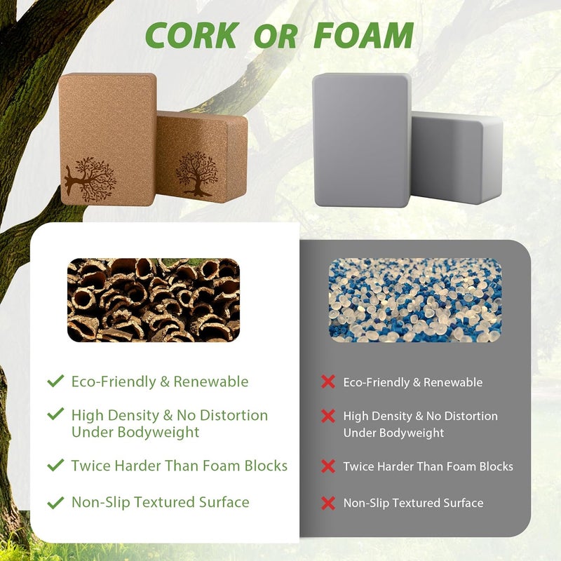 TSYPAIRS Cork Yoga Blocks 2 Pack Set, Natural Cork Soft Non-Slip Yoga Blocks, High Density & Eco Friendly Yoga Accessories for Women| Men, Ideal for Yoga, Pilates, Stretching and Toning - Image 5
