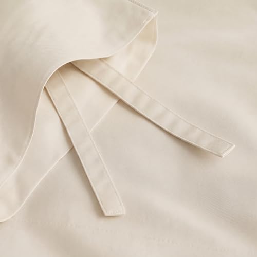 Peru Pima 415 Thread Count Percal Full/Queen Duvet Cover Set - 100% Peruvian Pima Cotton, 3 Piece (1 Cover, 2 Pillowcases) - Cooling, Crisp, Deep Pocket, Hotel Quality Bedding - Ivory - Image 3