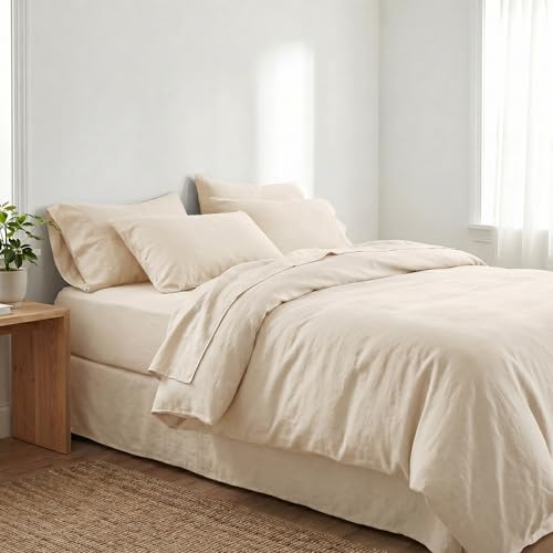 Peru Pima 415 Thread Count Percal Full/Queen Duvet Cover Set - 100% Peruvian Pima Cotton, 3 Piece (1 Cover, 2 Pillowcases) - Cooling, Crisp, Deep Pocket, Hotel Quality Bedding - Ivory - Image 2
