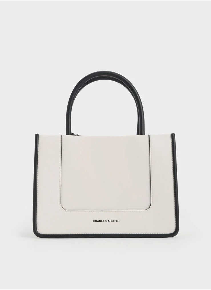 Charles & Keith Charles & Keith Mini Daylla Tote Bag & Crossbody Bag - Cream  - Image 1