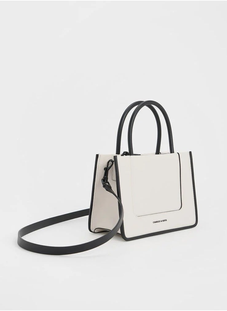 Charles & Keith Charles & Keith Mini Daylla Tote Bag & Crossbody Bag - Cream  - Image 3