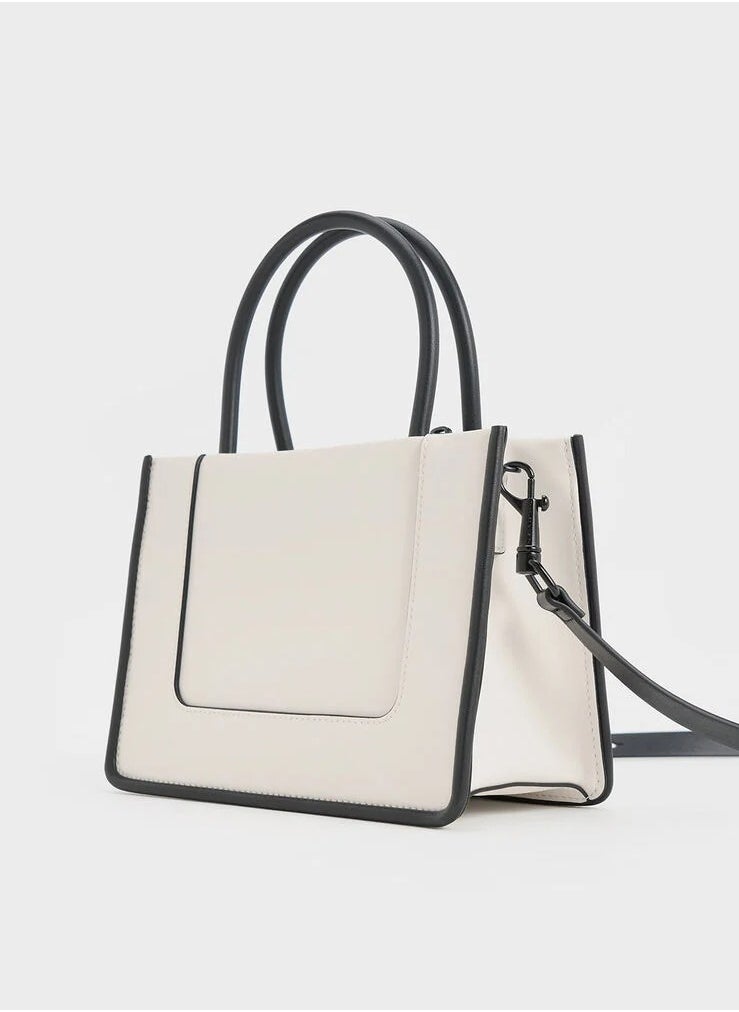 Charles & Keith Charles & Keith Mini Daylla Tote Bag & Crossbody Bag - Cream  - Image 5