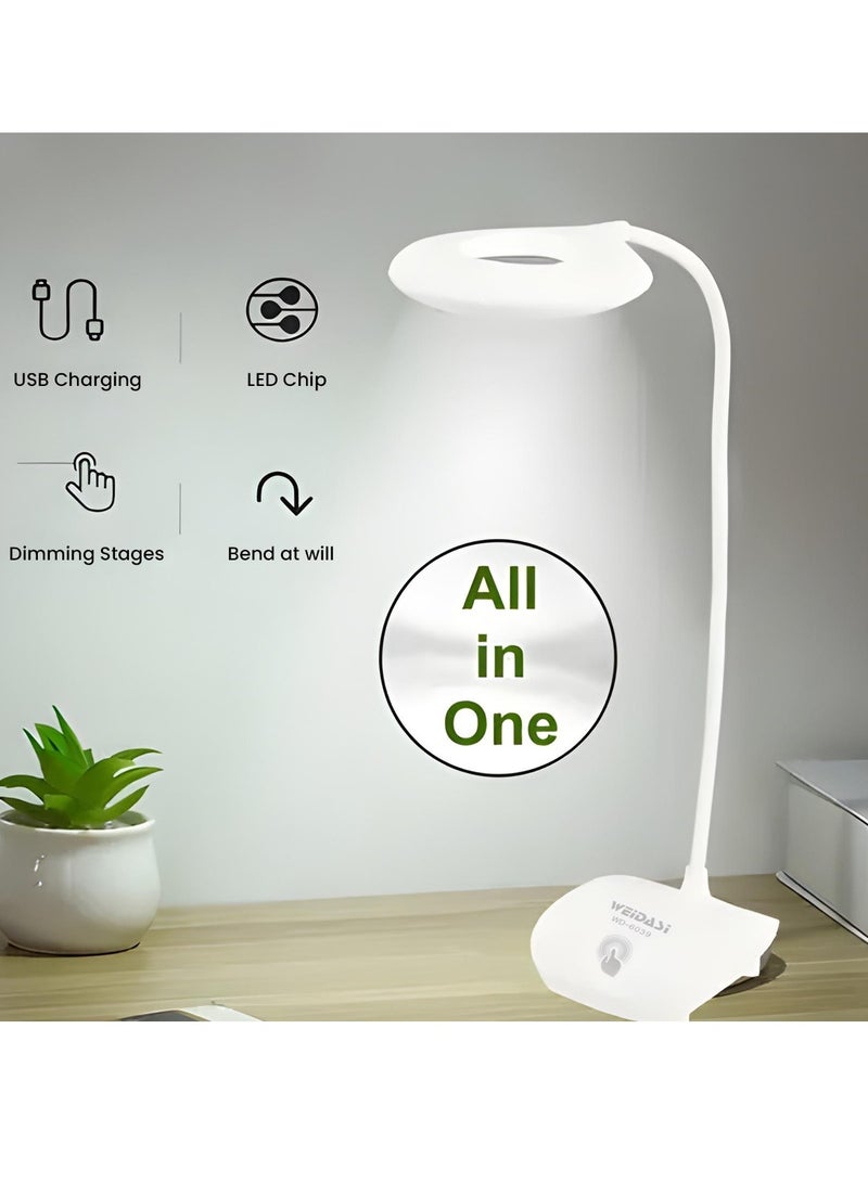ويداسي مصباح قراءة LED مع تحكم باللمس، مرن للرقبة، شحن USB، 3 مستويات سطوع، للمنزل والمكتب، إضاءة للعناية بالعين WD-6039 - Image 1
