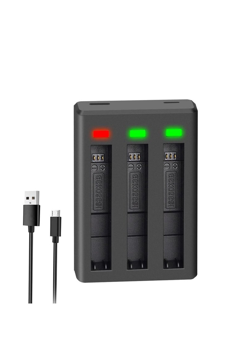 استبدال الملحقات شاحن الطاقة القابلة لإعادة الشحن بطارية LED شاحن مزدوج 3 فتحة شاحن متوافق مع INSTA 360 واحد X 3 كاميرا العمل - Image 2