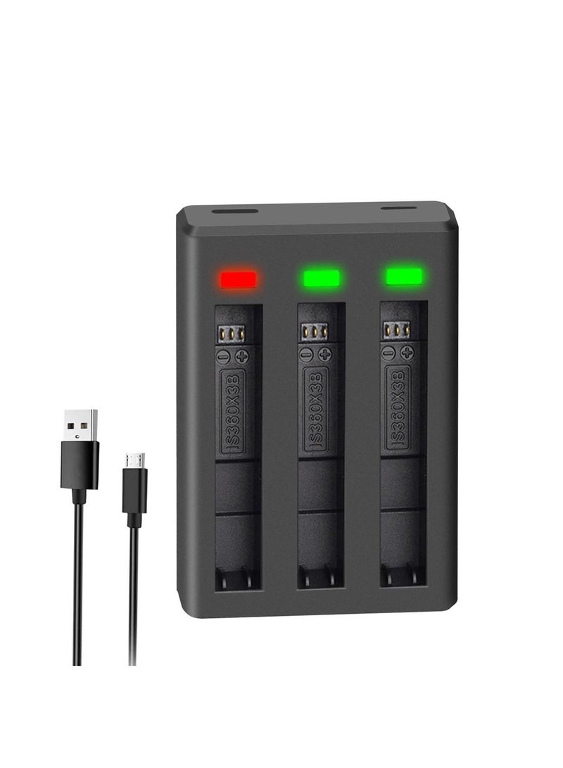 استبدال الملحقات شاحن الطاقة القابلة لإعادة الشحن بطارية LED شاحن مزدوج 3 فتحة شاحن متوافق مع INSTA 360 واحد X 3 كاميرا العمل - Image 1