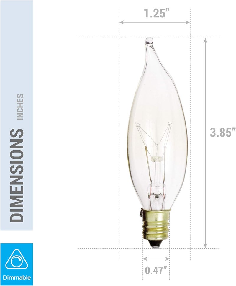 KOR عبوة من 12 لمبة شاندليير 25 واط قاعدة شمعة E12 طرف لهب 120 فولت قابلة للتعتيم - Image 3
