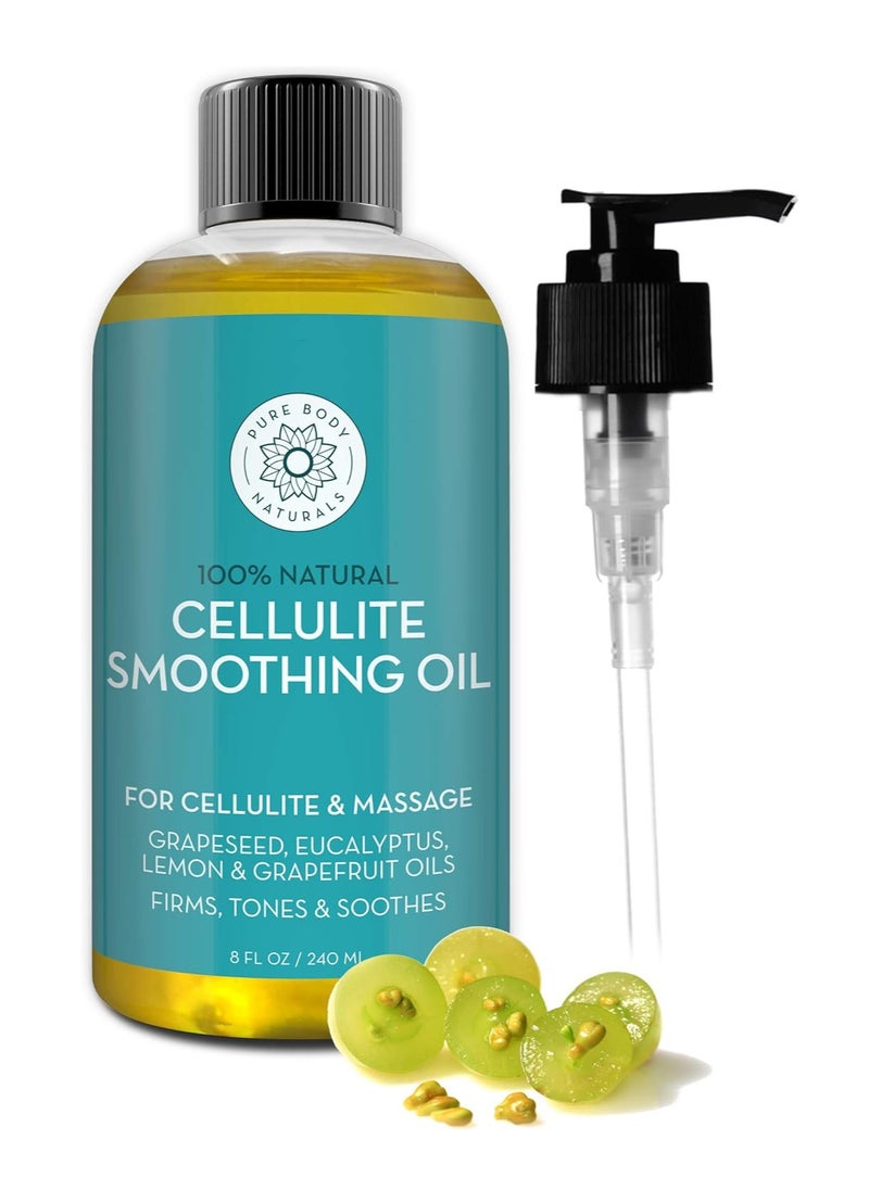 PURE BODY NATURALS - Anti Cellulite Massage Oil, 8 fl oz | 100% Natural Cellulite Remover Oil for Thighs and Butt Firming | Chemical Free Body Oil for Skin Tightening and to Reduce Stretch Marks - Image 1