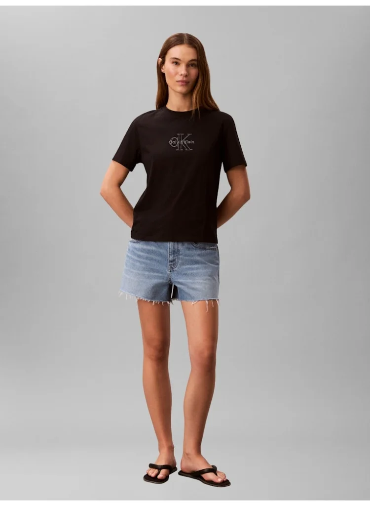 Calvin Klein Jeans Black Monogram Classic T-Shirt for Women | Best Price UAE