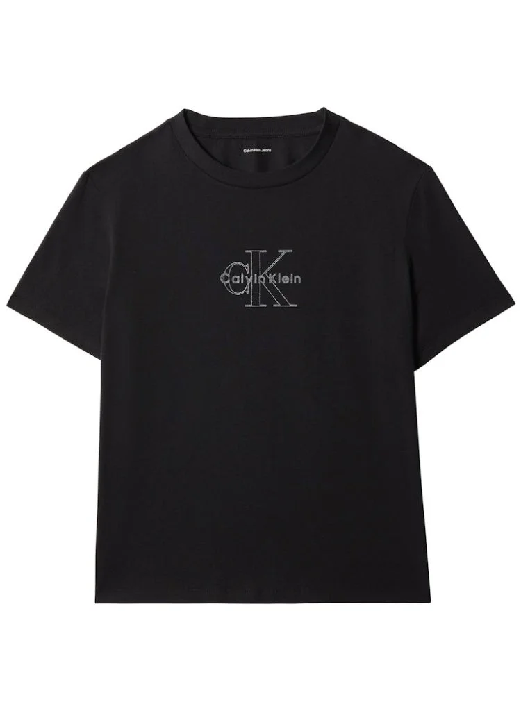 Calvin Klein Jeans Black Monogram Classic T-Shirt for Women | Best Price UAE