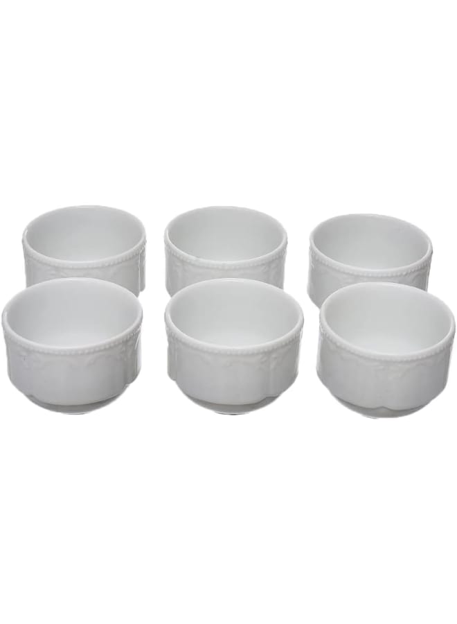 Rosa By Fathy Mahmoud Conrad Porcelain Bowl Set, 6 Pieces 8Cm With Durable Material For Home - White - Image 1