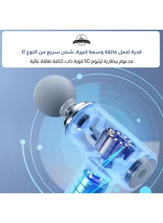 Relax Smart Deep Tissue Massage Gun – Portable Muscle Massager for Athletes with 32 Adjustable Speeds and 4 Interchangeable Massage Heads for Full Body Pain Relief - Image 4