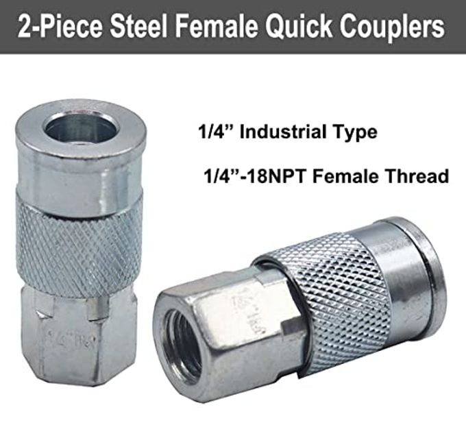 yotoo 19 Pieces Air Hose Fittings, 1/4 NPT Industrial Air Coupler & Plug Kit - Image 3