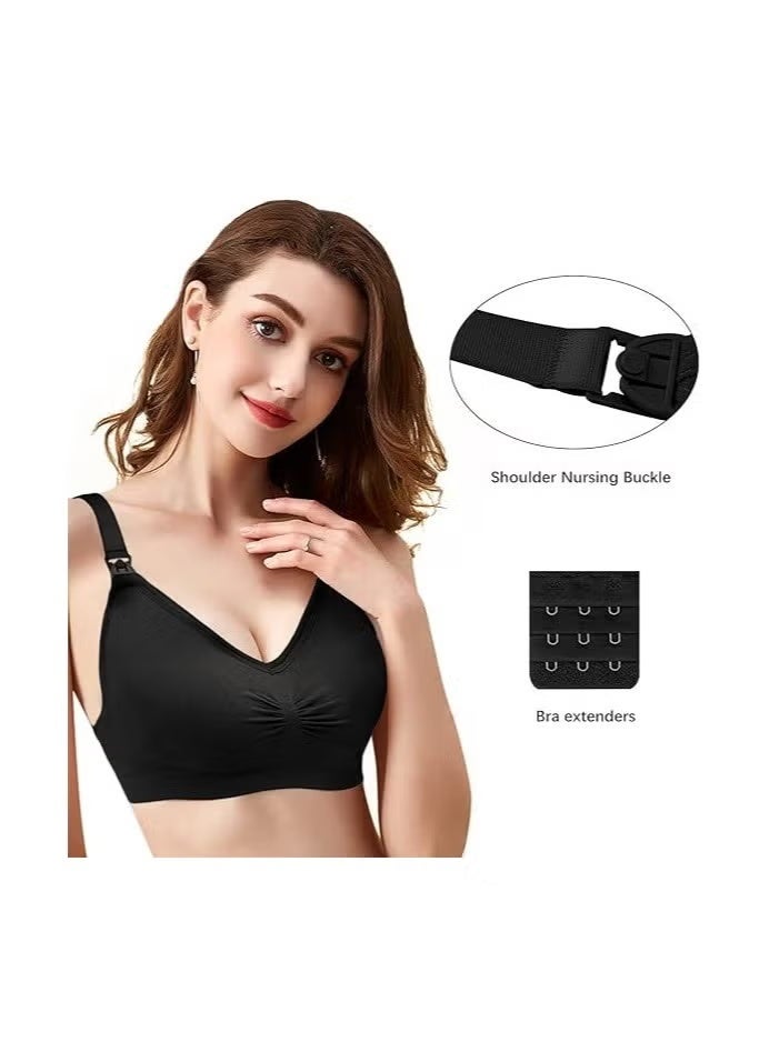 Nursing Bra 5 Pack Womens Maternity Breastfeeding Bra Seamless Wireless Sleep Bra with Bra Extenders  - Image 3