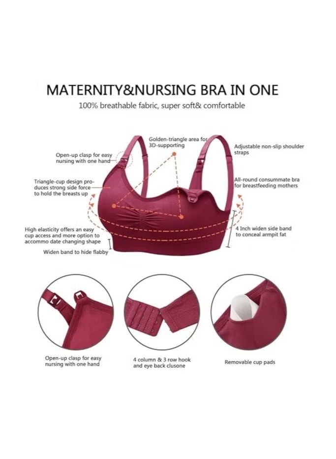 Nursing Bra 5 Pack Womens Maternity Breastfeeding Bra Seamless Wireless Sleep Bra with Bra Extenders  - Image 2